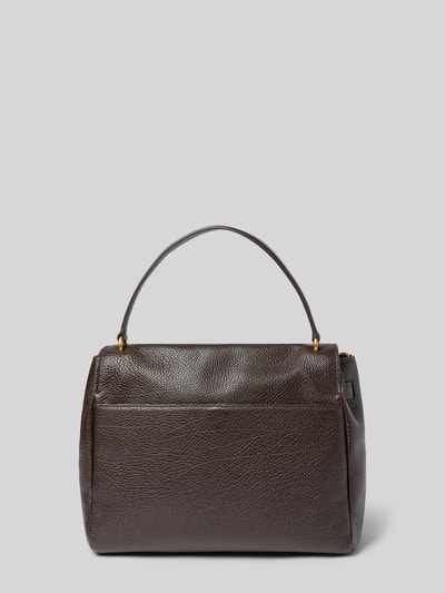 Produktfoto, Handtasche mit Logo-Detail Modell 'Hamilton' von MICHAEL Michael Kors in Dunkelbraun mit grober Lederstruktur, Produktdetails sichtbar