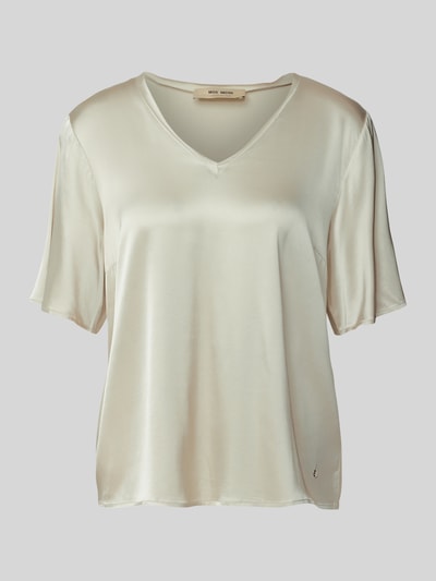 MOS MOSH Regular Fit Blusenshirt mit V-Ausschnitt Modell 'EVIE' Sand Melange 2