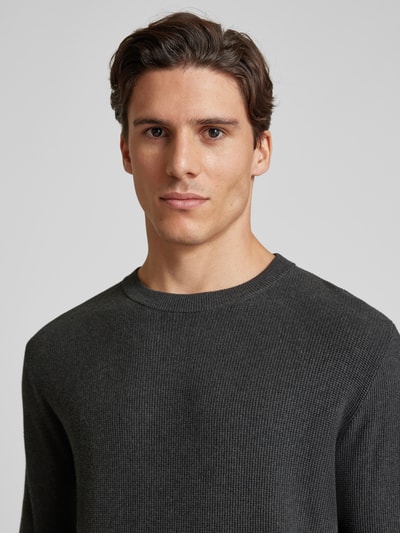 Tom Tailor Regular Fit Strickpullover mit geripptem Rundhalsausschnitt Anthrazit 3