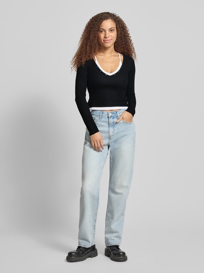 GUESS Jeans Slim Fit Longsleeve mit Strukturmuster Black 1