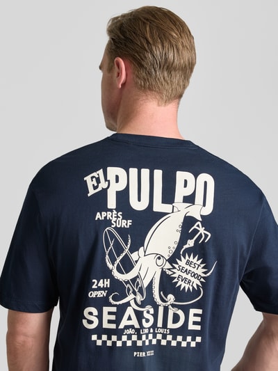 s.Oliver RED LABEL regular fit T-shirt van puur katoen Marineblauw - 3