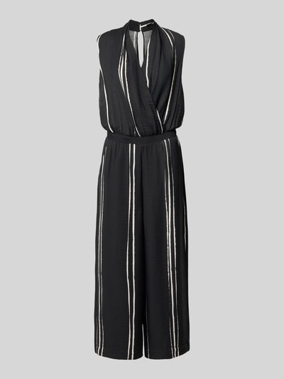 Productfoto, Jumpsuit uit viscosemix in allover-look model 'Cafalli' van someday, zwart met witte strepen, regular fit, wikkel-look