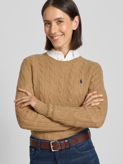 Polo Ralph Lauren Sweter z dzianiny z mieszanki wełny i kaszmiru model ‘JULIANNA’ Camel 3