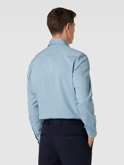 Profuomo Slim fit zakelijk overhemd met kentkraag Jeansblauw - 5