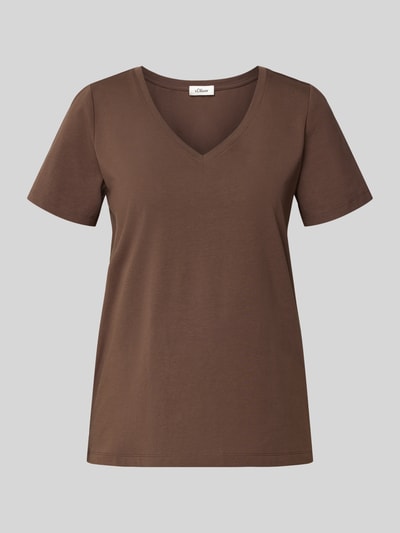 s.Oliver RED LABEL Regular fit T-shirt van katoenmix Donkerbruin - 2