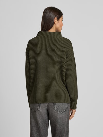 Selected Femme Regular fit gebreide pullover van katoenmix, model 'SELMA' Donkergroen - 5