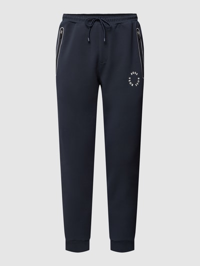 BOSS Green Sweatpants met labelprint, model 'Hadiko' Marineblauw - 2