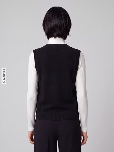 PIECES Regular Fit Weste mit V-Ausschnitt Modell 'SALLY' Black 5
