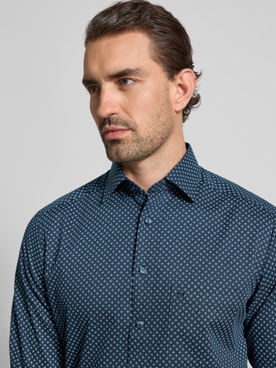 OLYMP Regular fit zakelijk overhemd van puur katoen Marineblauw - 3