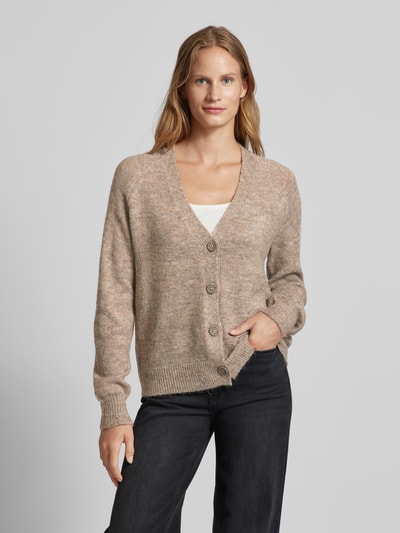 ICHI Strickcardigan mit V-Ausschnitt Modell 'Kamara' Taupe 4