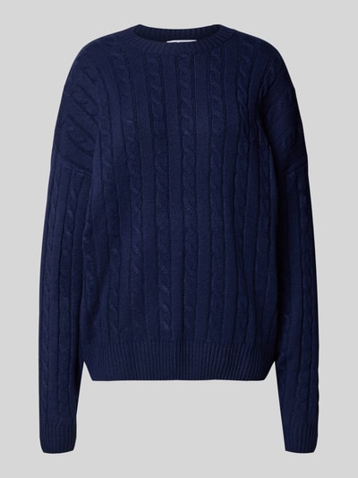 Review Gebreide pullover met kabelpatroon Marineblauw gemêleerd - 2