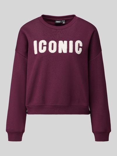ONLY Loose Fit Sweatshirt aus Baumwoll-Mix Modell 'SWEAT' Bordeaux Melange 2