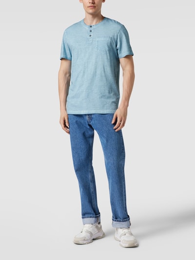 Tom Tailor T-Shirt mit kurzer Knopfleiste Hellblau 1