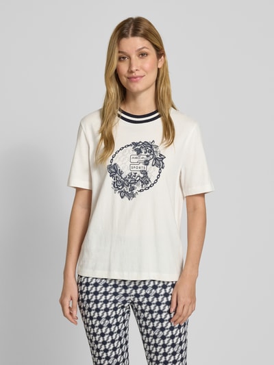 Marc Cain T-shirt met siersteentjes en ronde hals Offwhite - 4