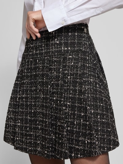 HUGO Minirok in bouclé met wol, model 'RABLUMI' Zwart - 3