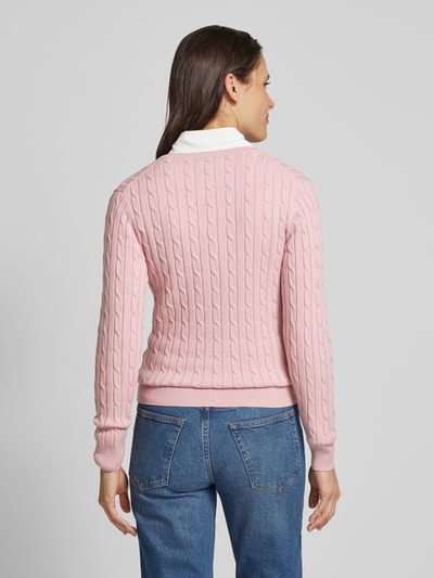 Gant Strickpullover mit Label-Stitching Altrosa 5