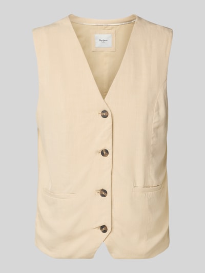 Pepe Jeans Kamizelka lniana o kroju regular fit z mieszanki wiskozy i lyocellu model ‘STELLA’ Złamany biały 2