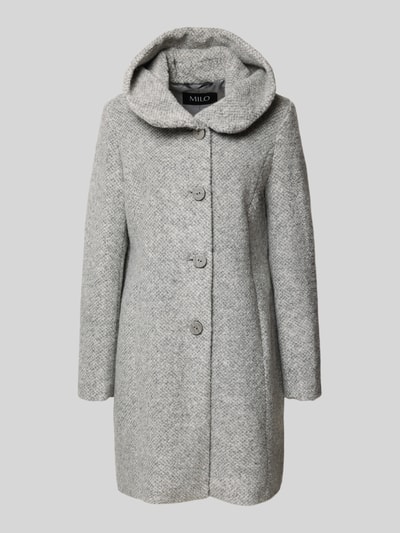 Milo Coats Mantel mit Kapuze und Knopfleiste Modell 'STELLA' Hellgrau 2