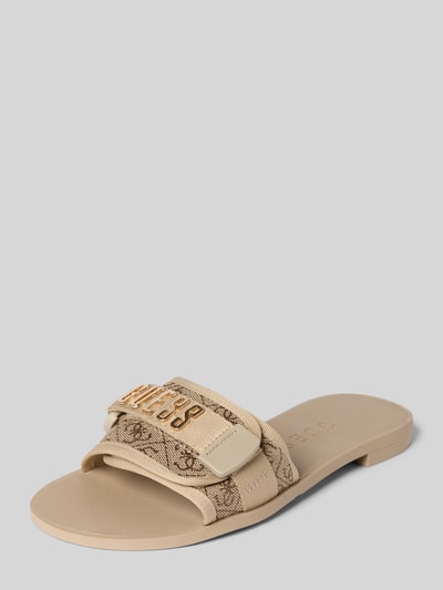Produktfoto, sandaaltjes met afgeronde punt, comfortmodel, model 'ELYZE4' met labelapplicatie, klittenbandsluiting, hakhoogte maat 39: 2 cm van guess
