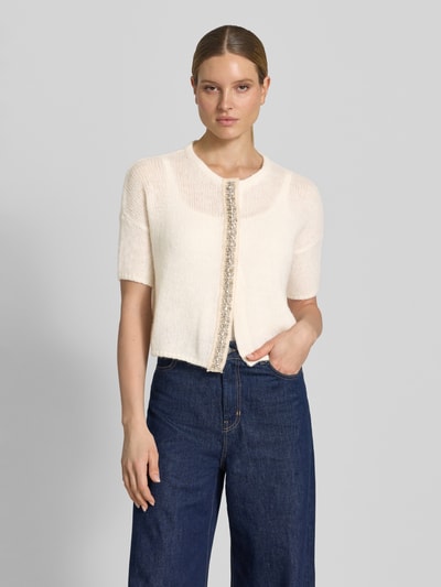 Luisa Cerano Strickjacke mit Ziersteinbesatz und 1/2-Arm Offwhite 4