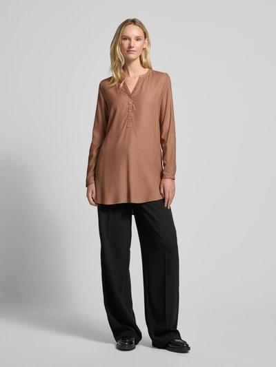 Christian Berg Woman Lange blouse met V-hals Taupe - 1