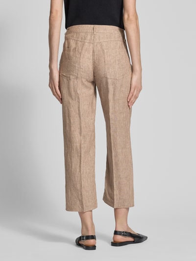 MAC Straight leg linnen broek in verkorte pasvorm, model 'Nora' Beige gemêleerd - 5