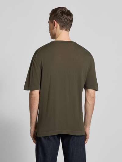 Cruna T-Shirt mit geripptem Rundhalsausschnitt Oliv 5
