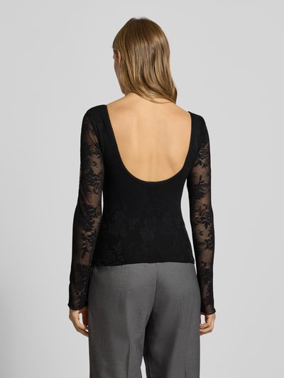 Gina Tricot Semitransparentes Longsleeve mit Schnürung Black 5