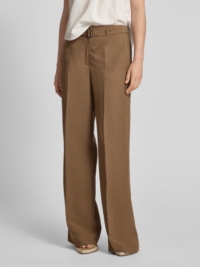 Raffaello Rossi Broek van een mix van viscose en linnen, model 'ANAIS' Middenbruin - 4