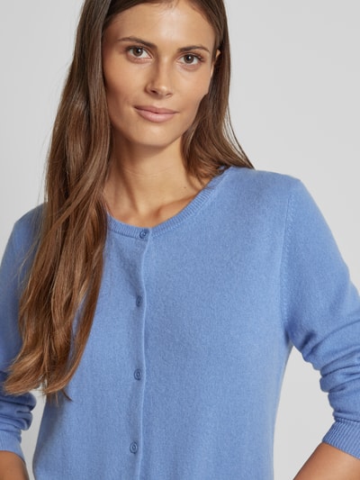 S.Marlon Kasjmier cardigan met ronde hals Blauw - 3