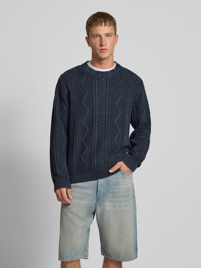 Pepe Jeans Regular fit gebreide pullover van puur katoen, model 'PERRY' Marineblauw - 4