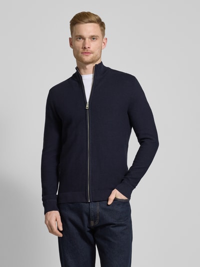 Tom Tailor Regular Fit Strickjacke aus reiner Baumwolle mit Strukturmuster Marine 4