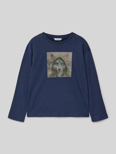 Mayoral Bluzka z długim rękawem, okrągłym dekoltem i nadrukiem z motywem Granatowy 1