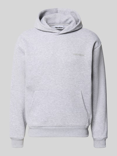 Produktfoto, Regular Fit Hoodie aus Baumwoll-Mix von REVIEW, hellgrau, Känguru-Tasche, Kapuze, elastische Abschlüsse, strukturierte Oberfläche