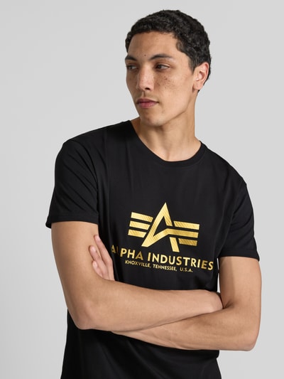 Alpha Industries T-Shirt mit Label-Print und Rundhalsausschnitt Black 3