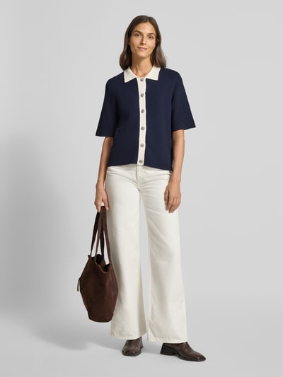 YAS Gebreide cardigan met 1/2-mouwen, model 'LORO' Marineblauw - 1