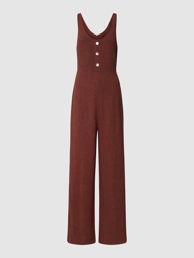 Review Jumpsuit met gestileerde knoopsluiting Chocoladebruin - 2