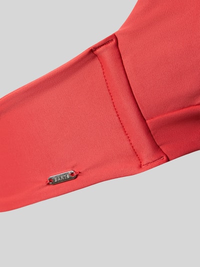 Produktfoto, Bikini-Oberteil mit Neckholder Modell 'Kelli' van Barts, koraalrood, materiaalmix met stretch, labeldetail, glad oppervlak, detailopname