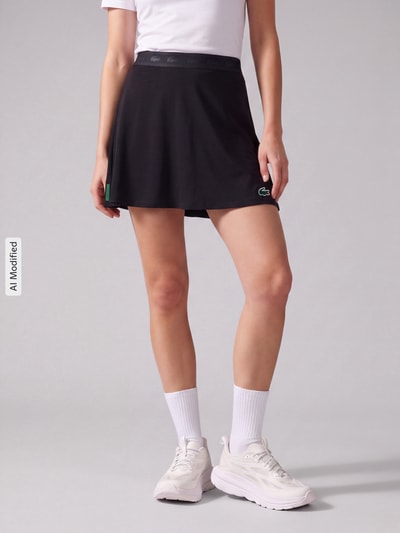 Lacoste Sport Rozkloszowana sportowa spódnica z detal z logo Czarny 4