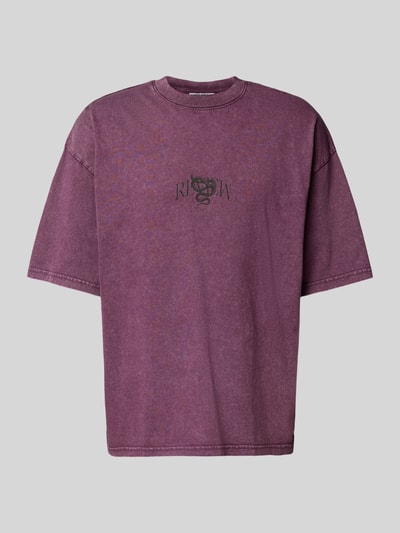 REVIEW Oversized T-Shirt mit geripptem Rundhalsausschnitt Pflaume 2