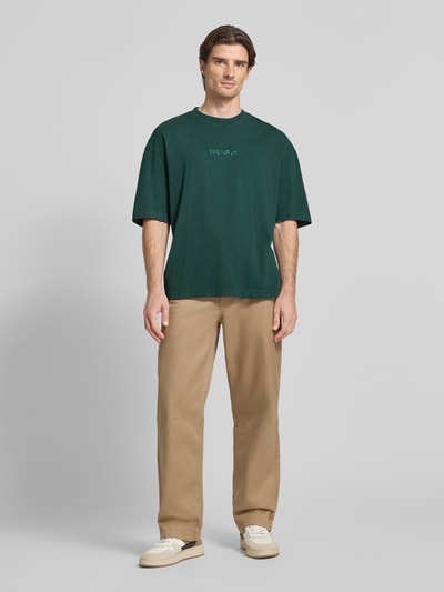 HUGO Oversized T-shirt van puur katoen, model 'DELW' Donkergroen - 1