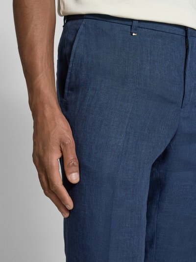 BOSS Slim Fit Leinenhose mit Gesäßtaschen Modell 'Genius' Marine 3