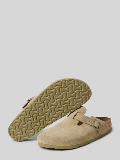 Birkenstock Hausschuhe aus Leder mit Dornschließe Modell 'Boston' Beige 4