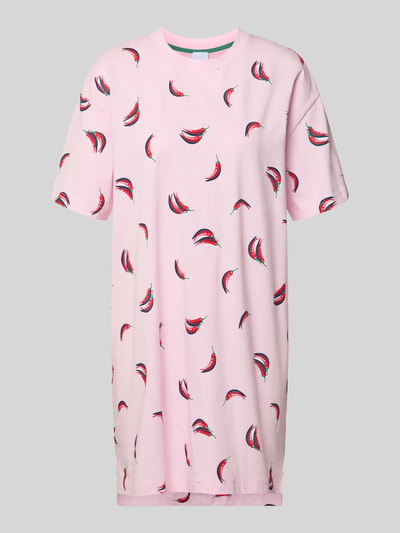 Produktfoto, Relaxed Fit Nachthemd aus katoenmix van Mey in lichtroze met all-over motiefprint, korte mouwen, ronde hals, dames