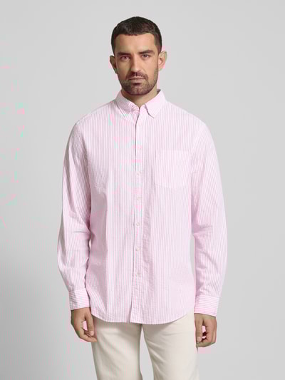 Christian Berg Men Regular fit vrijetijdsoverhemd met button-downkraag Felroze - 4