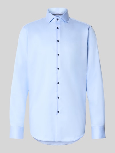 Christian Berg Men Regular Fit Businesshemd aus reiner Baumwolle mit extra langem Arm Bleu 2