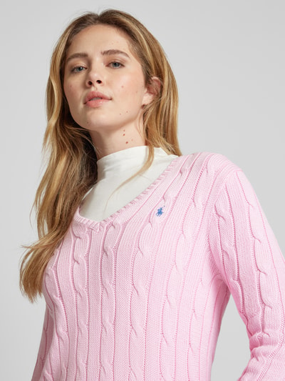 Polo Ralph Lauren Strickpullover mit Logo-Stitching Modell 'KIMBERLY' Rosa 3