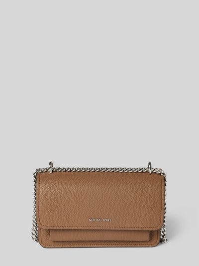 MICHAEL Michael Kors Handtas van runderleer met labeldetail, model 'CLAIRE' Taupe - 2