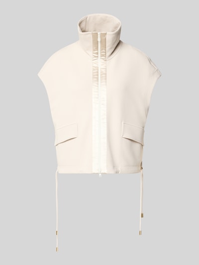Produktfoto, Weste mit Stehkragen und Pattentaschen von Marc Cain in Beige aus Baumwoll-Mix mit Stretch-Anteil, Zweiwege-Reißverschluss, Relaxed-Fit