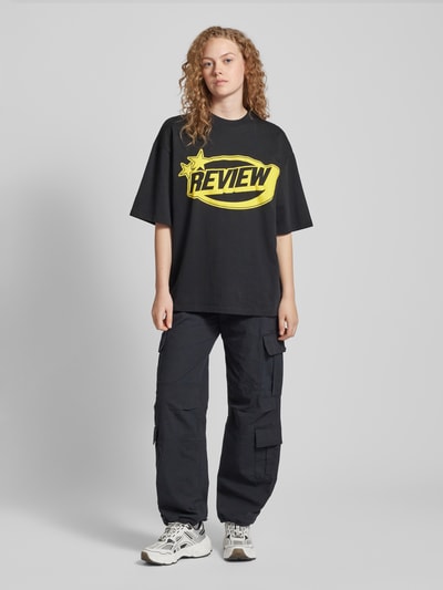 Review Oversized T-Shirt mit Label-Print Black 1